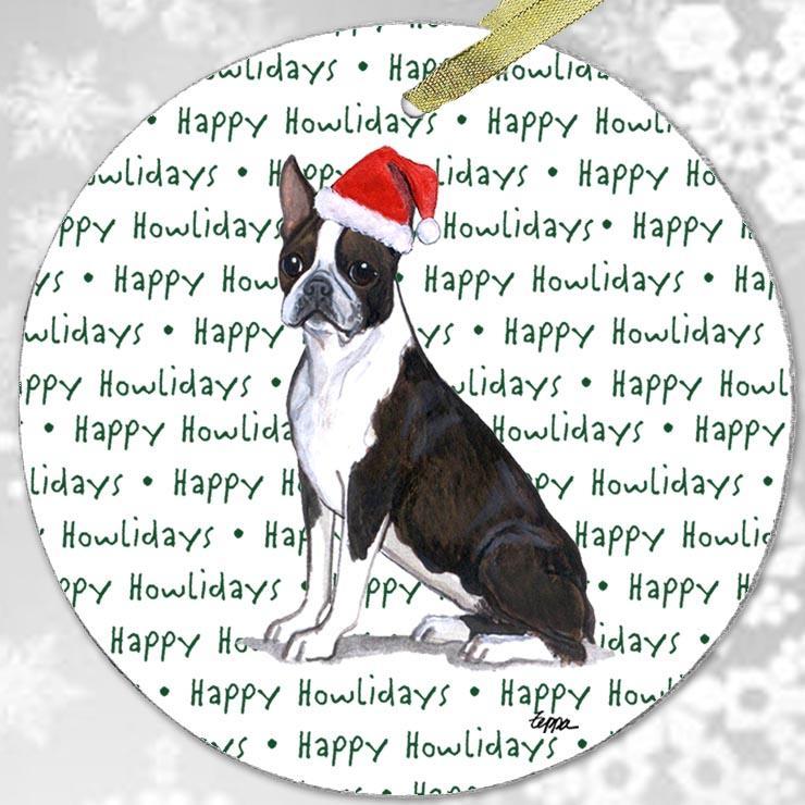 Boston Terrier "Happy Howlidays" Ornament