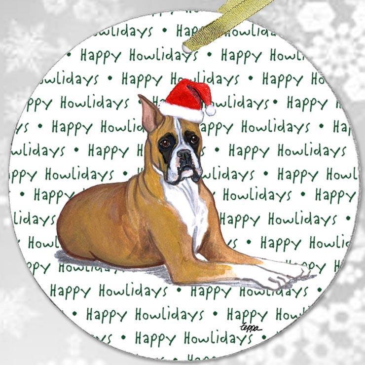 Boxer "Happy Howlidays" Ornament