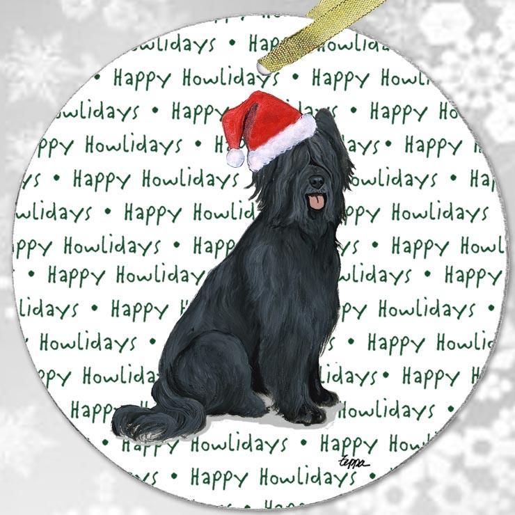 Briard, Black "Happy Howlidays" Ornament