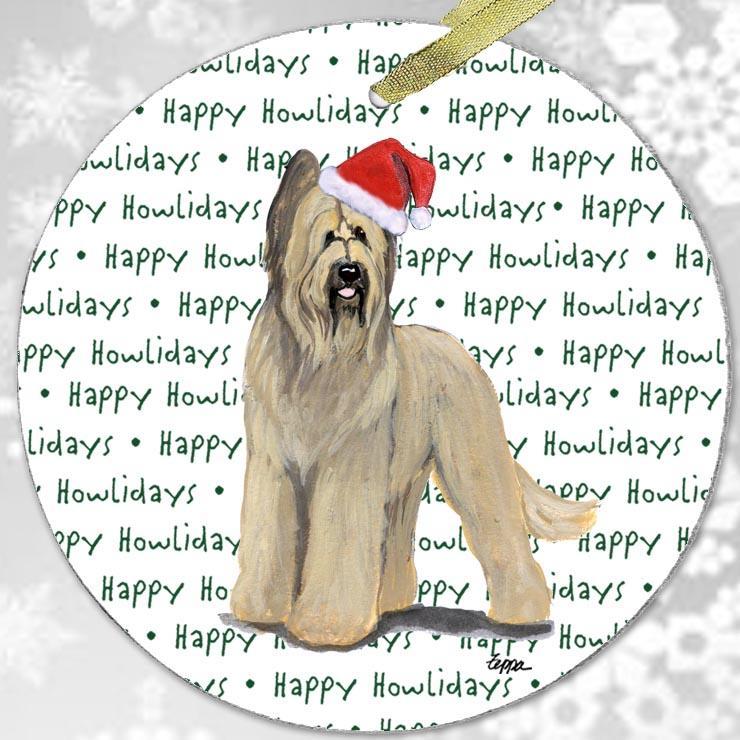 Briard "Happy Howlidays" Ornament