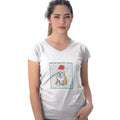 Bulldog Puppy Happy Howlidays Text - Women's V-Neck T-Shirt