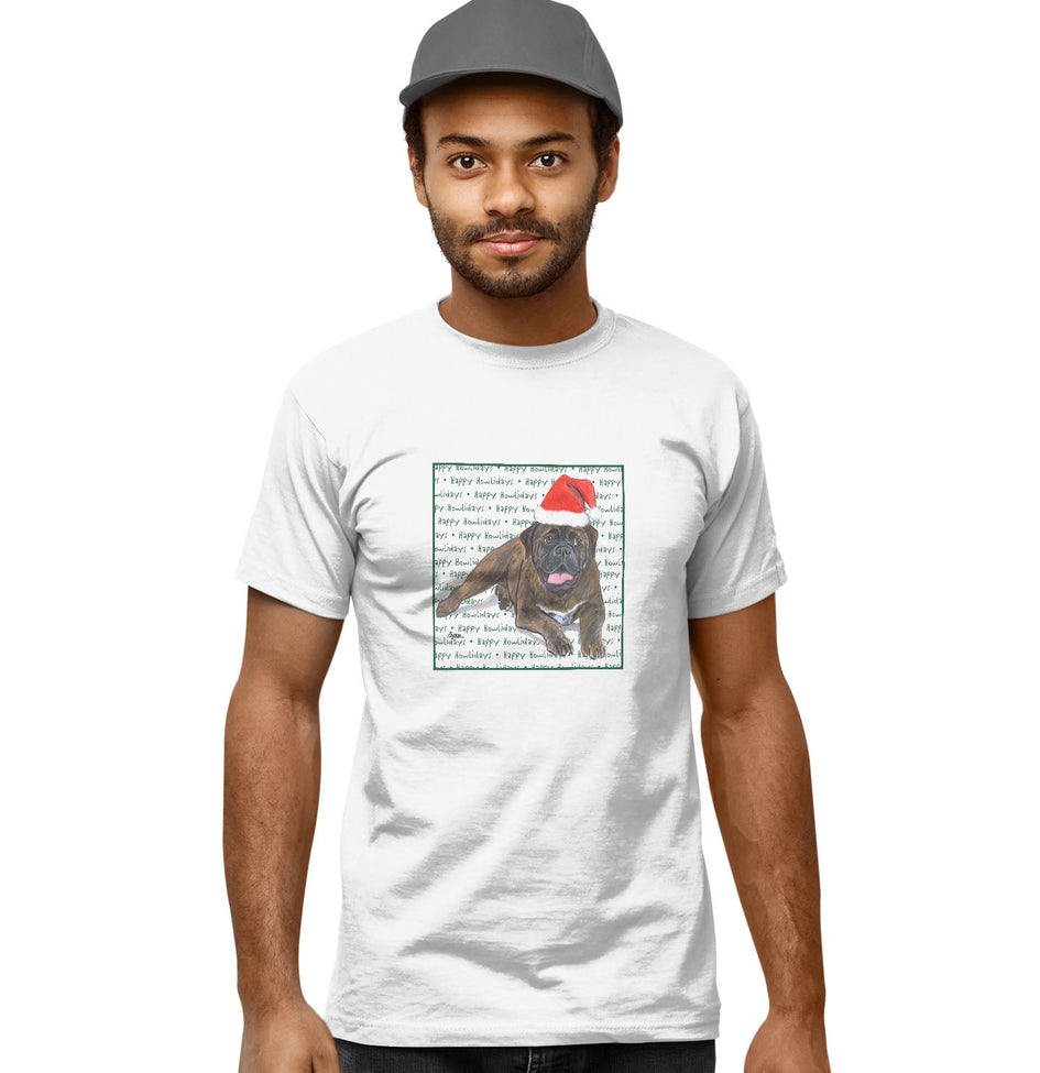 Bullmastiff Happy Howlidays Text - Adult Unisex T-Shirt