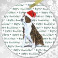 Bull Terrier, Brindle and White "Happy Howlidays" Ornament