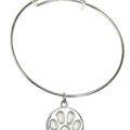 Sterling Silver Paw Impression Charm with Stainless Bangle