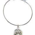 Sterling Silver Openwork Dog Paw Charm with Stainless Bangle