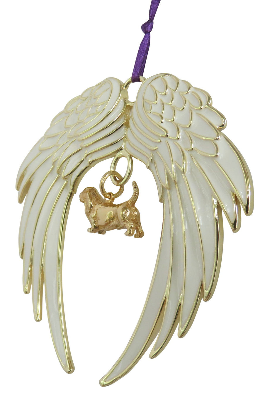 Basset Hound Gold Plated Holiday Angel Wing Ornament