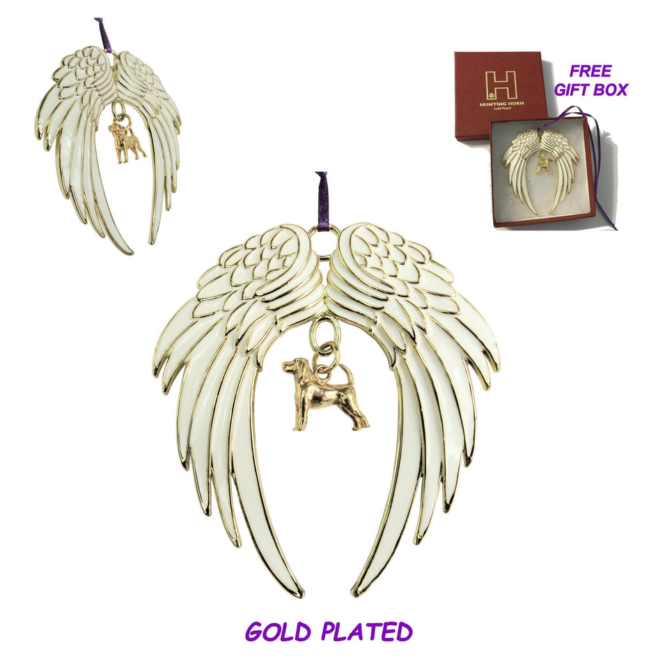 Beagle Gold Plated Holiday Angel Wing Ornament