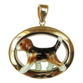 Beagle in 14K Gold Oval Frame Pendant Custom Enamel
