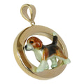 Beagle in 14K Gold Oval Frame Pendant Custom Enamel