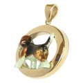 Beagle in 14K Gold Oval Frame Pendant Custom Enamel