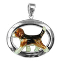 Beagle in Sterling Silver Oval Frame Pendant Custom Enamel