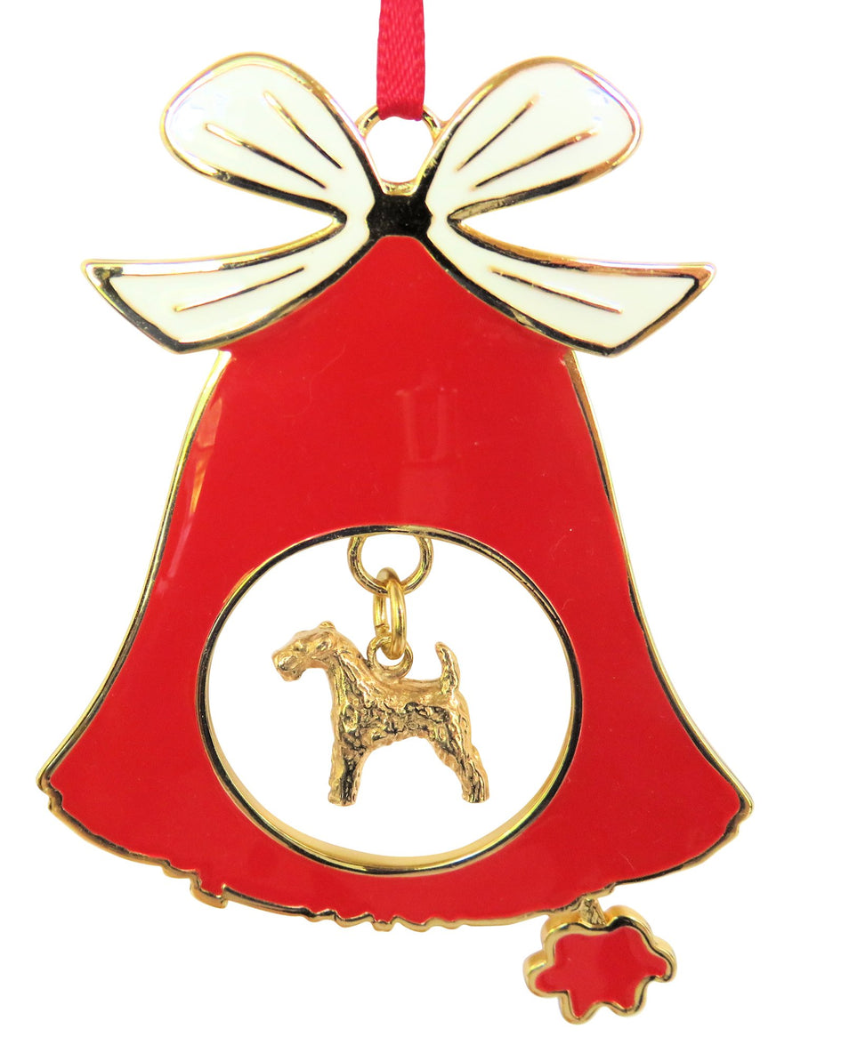 Airedale Terrier Gold Plated Holiday Bell Ornament