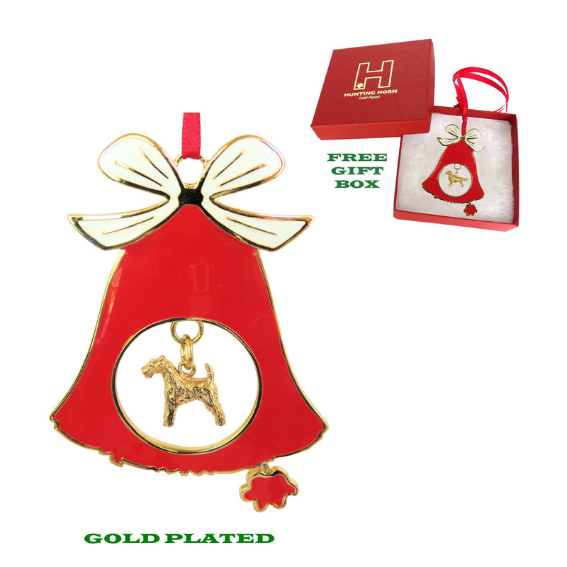Airedale Terrier Gold Plated Holiday Bell Ornament