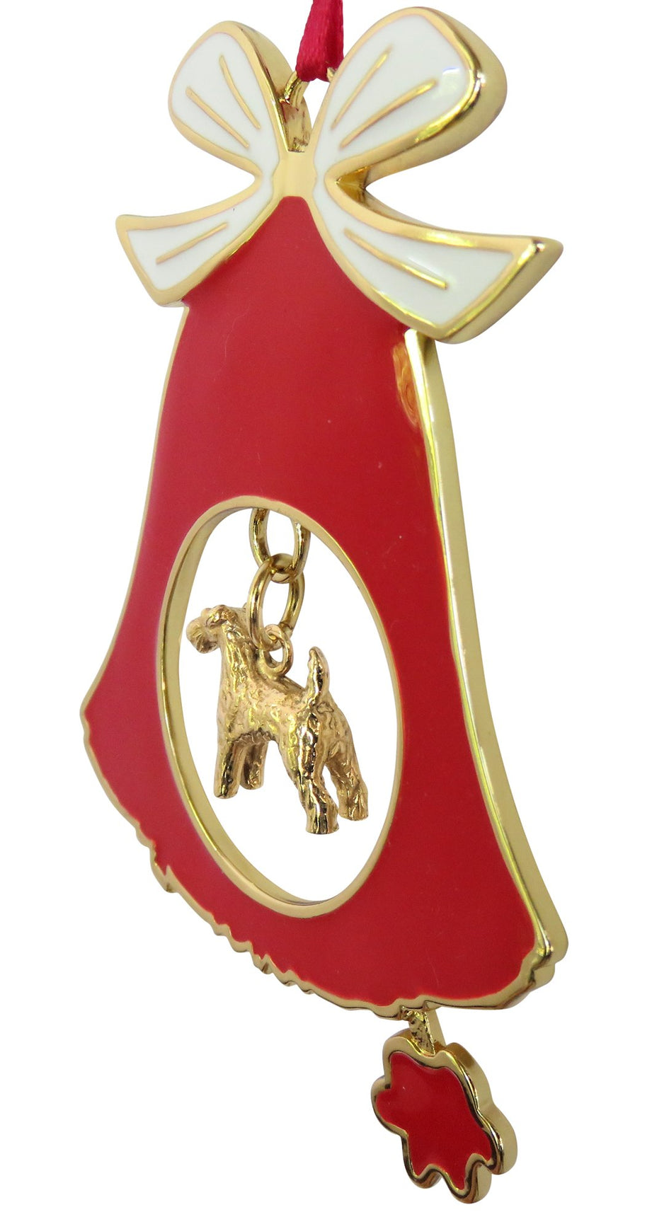 Airedale Terrier Gold Plated Holiday Bell Ornament