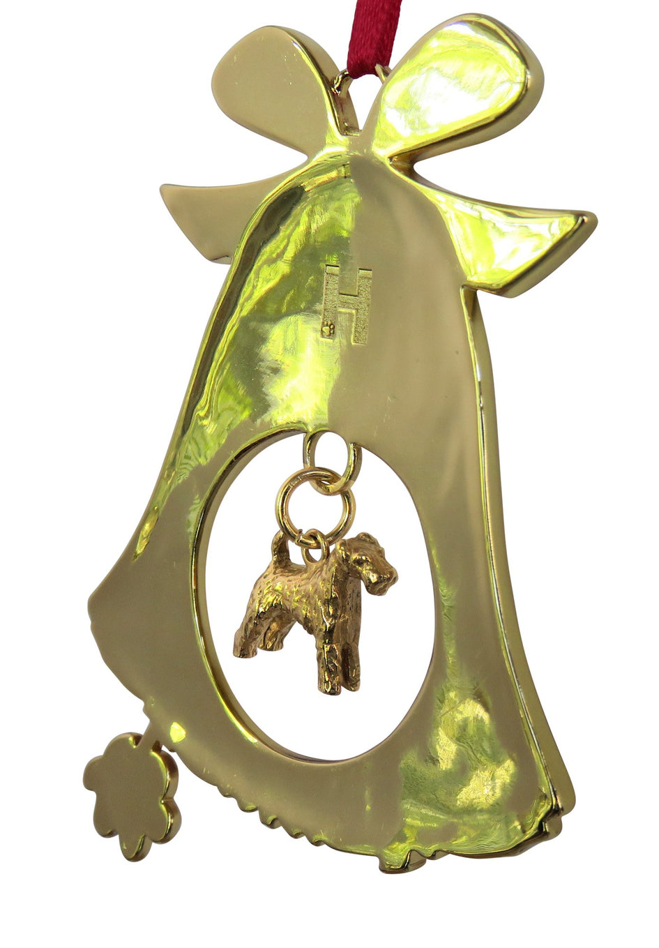 Airedale Terrier Gold Plated Holiday Bell Ornament