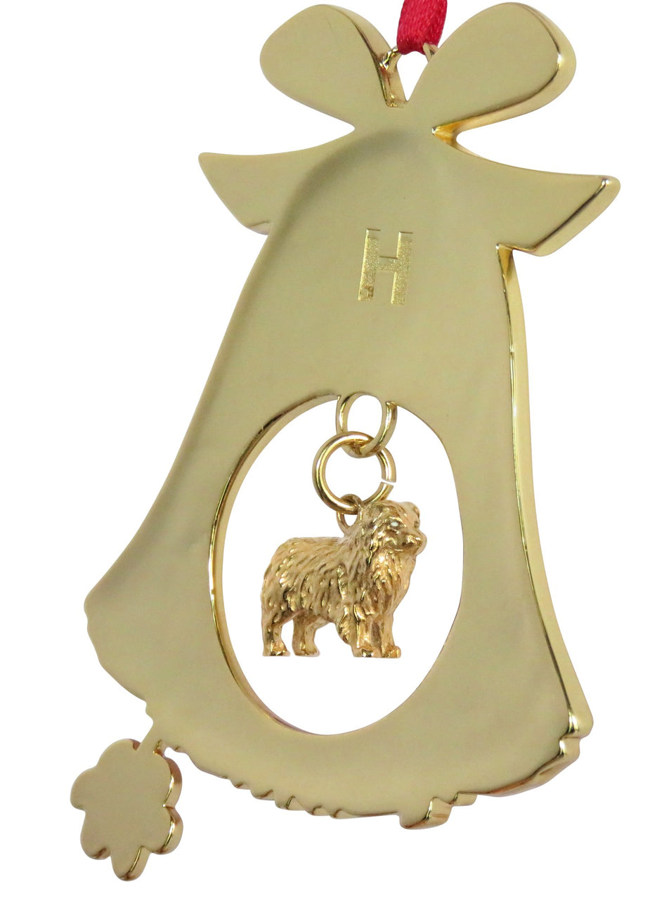 Australian Shepherd Gold Plated Holiday Bell Ornament