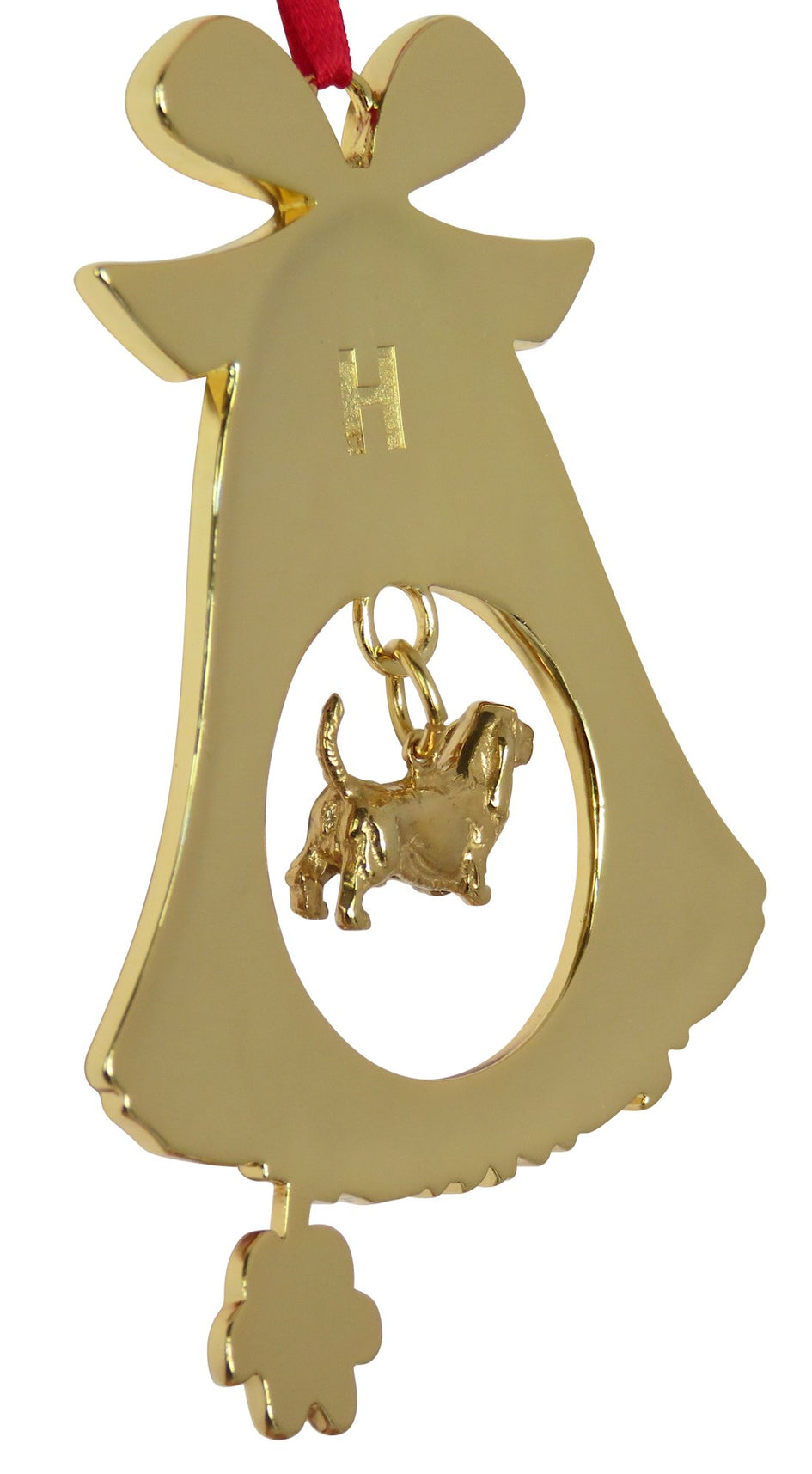 Basset Hound Gold Plated Holiday Bell Ornament