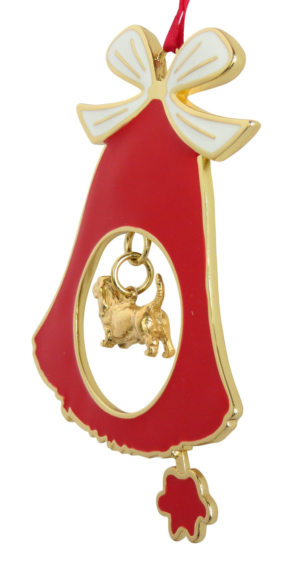 Basset Hound Gold Plated Holiday Bell Ornament