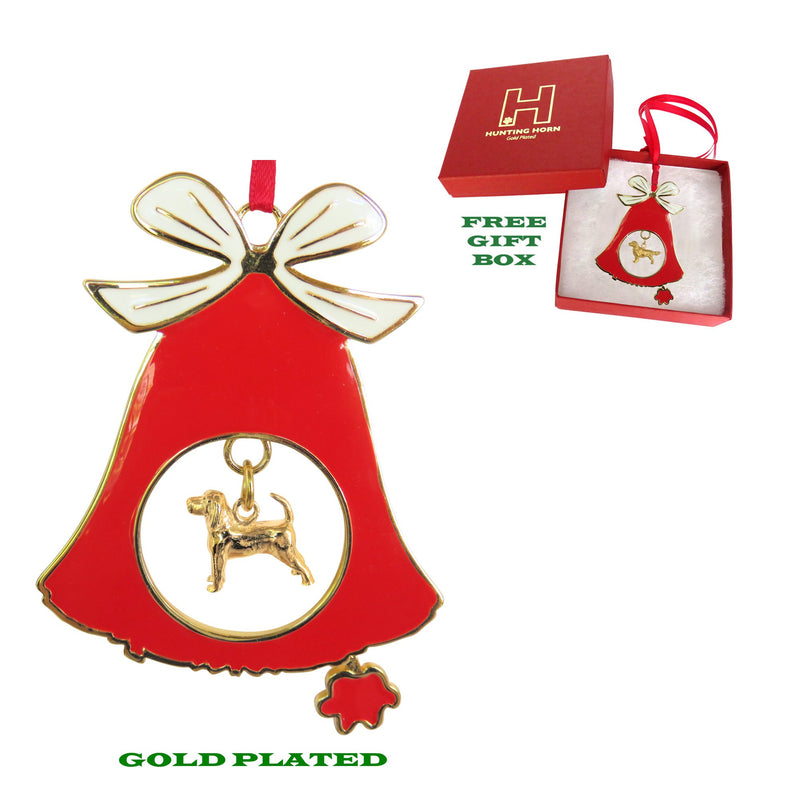 Beagle Gold Plated Holiday Bell Ornament