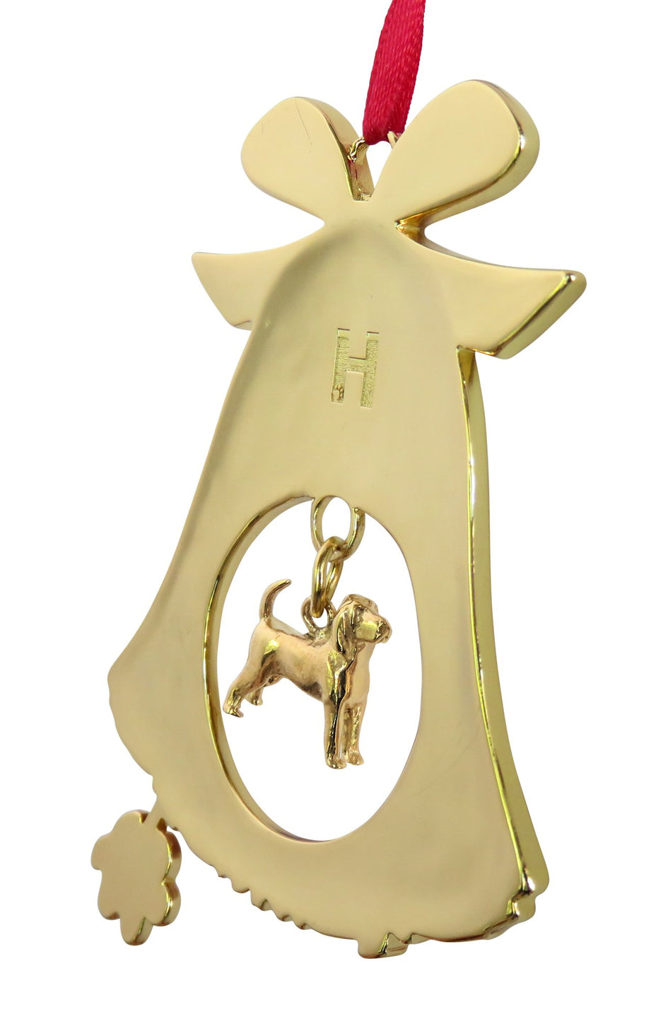 Beagle Gold Plated Holiday Bell Ornament