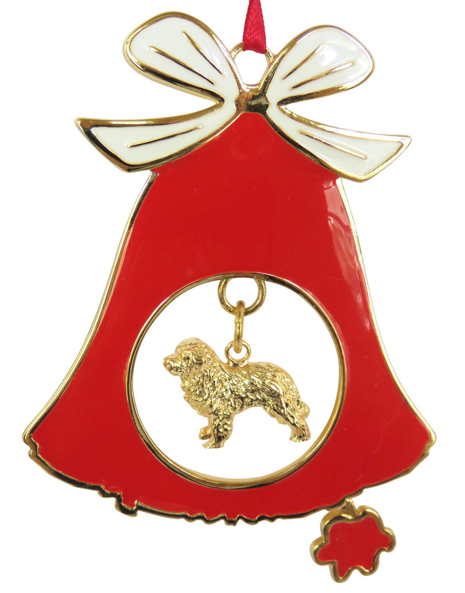 Bernese Mountain Dog Gold Plated Holiday Bell Ornament