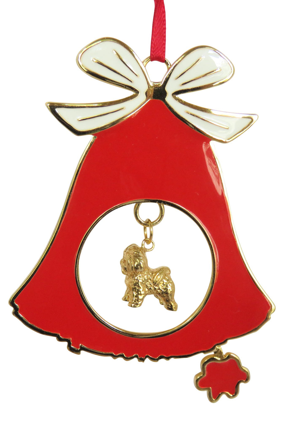 Bichon Frise Gold Plated Holiday Bell Ornament