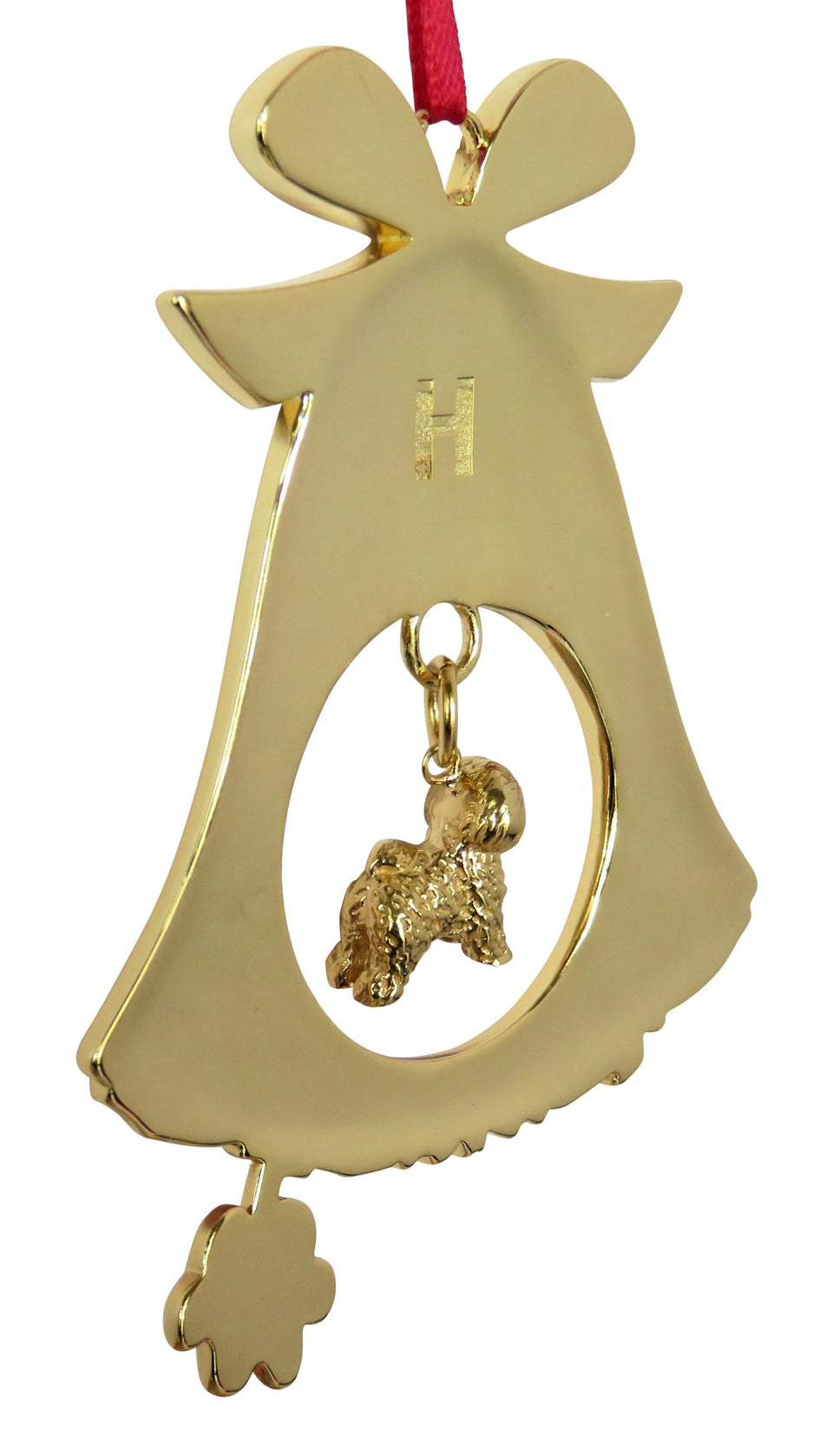 Bichon Frise Gold Plated Holiday Bell Ornament