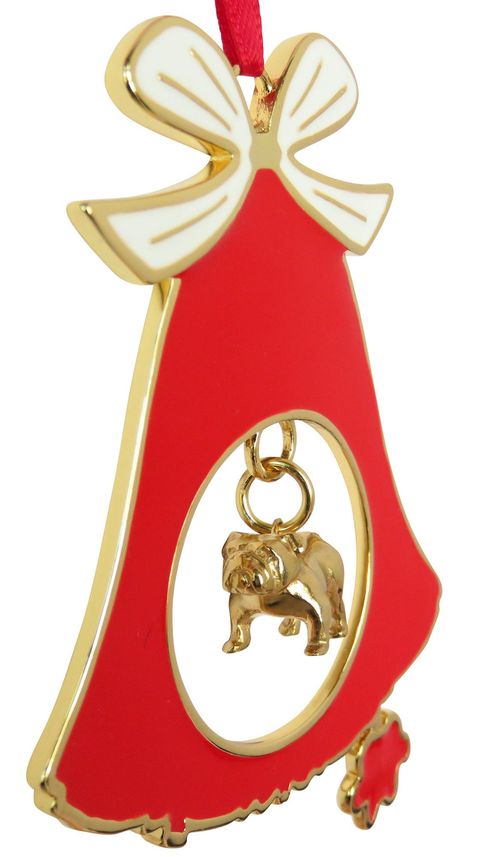 Bulldog Gold Plated Holiday Bell Ornament