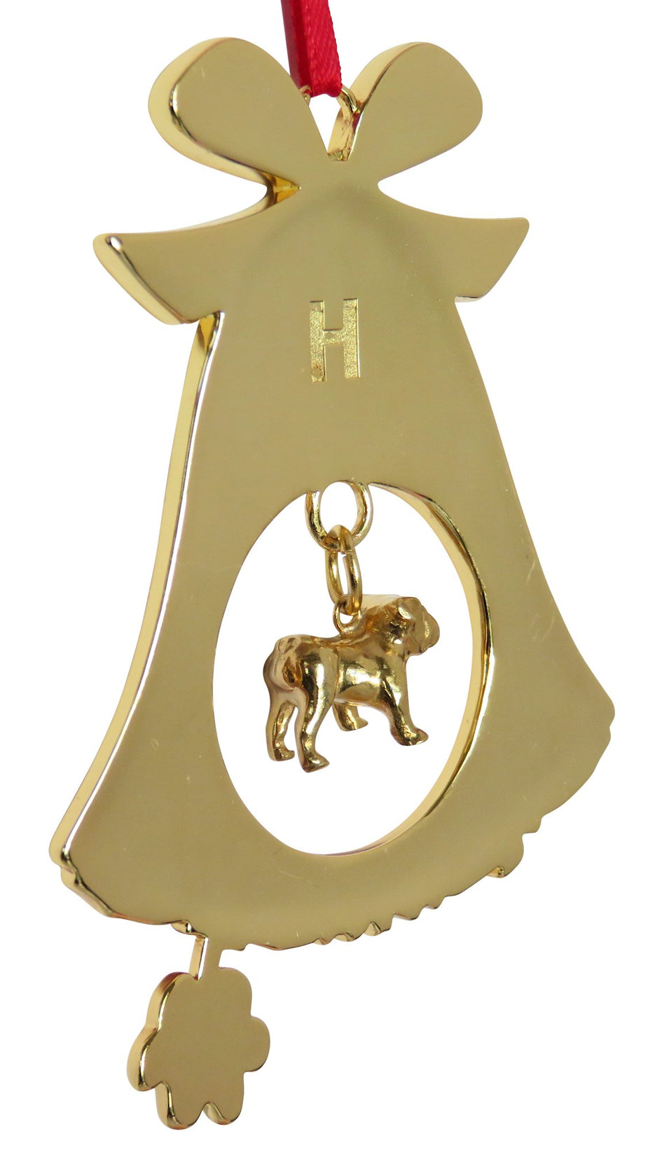 Bulldog Gold Plated Holiday Bell Ornament