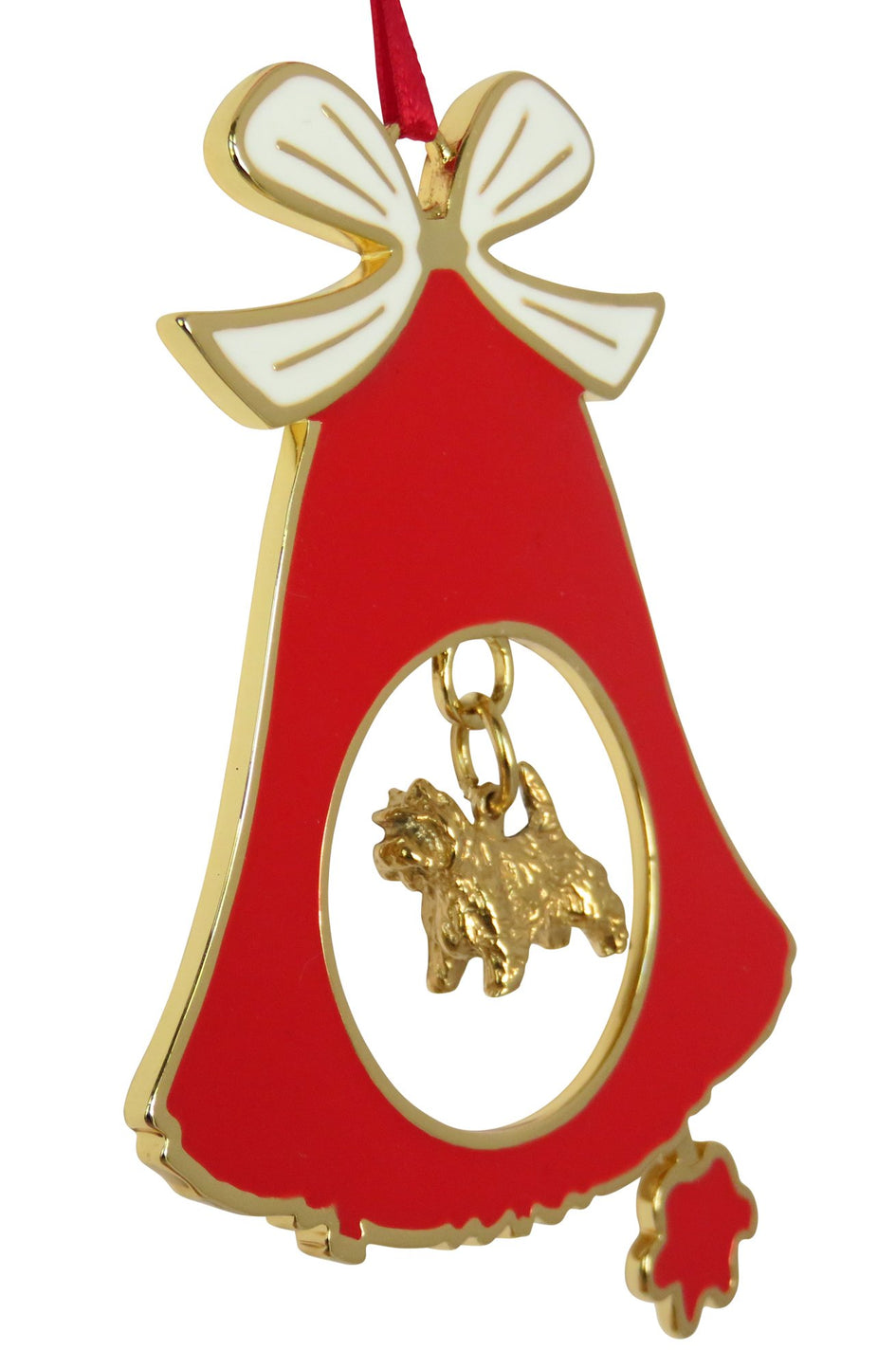 Cairn Terrier Gold Plated Holiday Bell Ornament