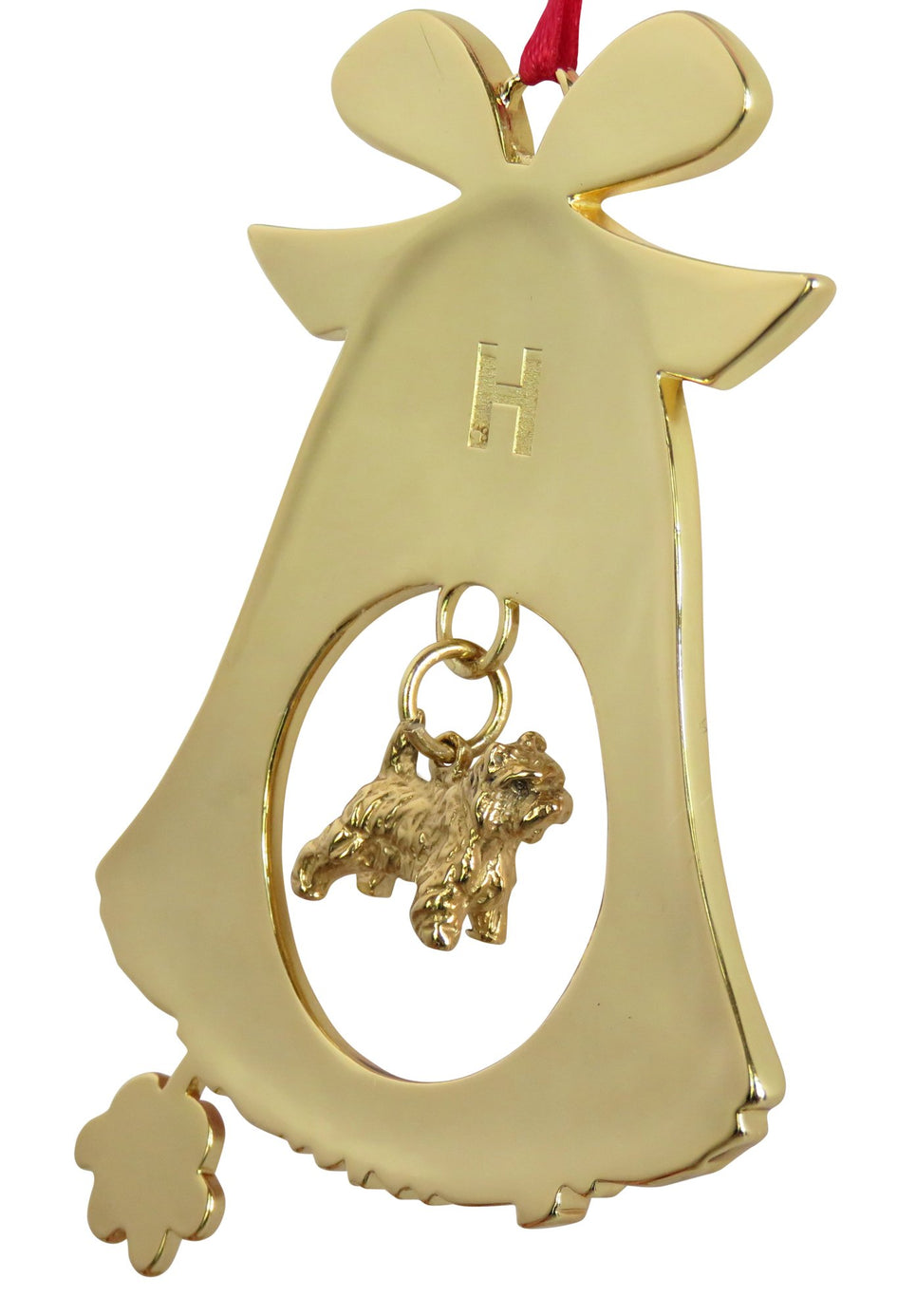 Cairn Terrier Gold Plated Holiday Bell Ornament