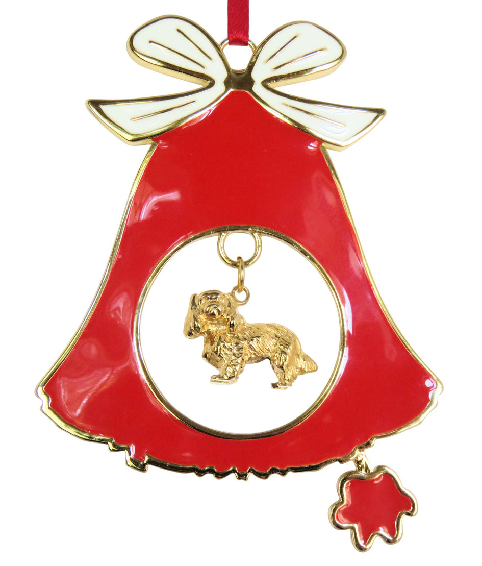 Cavalier King Charles Spaniel Gold Plated Holiday Bell Ornament