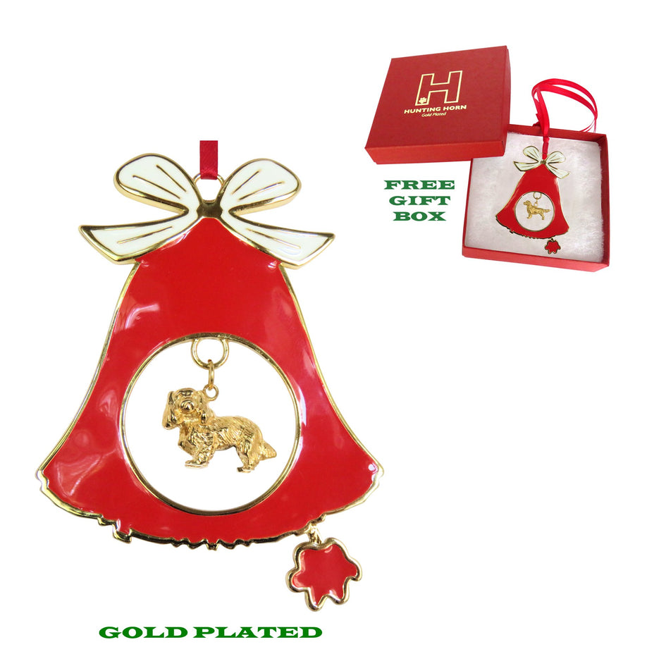 Cavalier King Charles Spaniel Gold Plated Holiday Bell Ornament