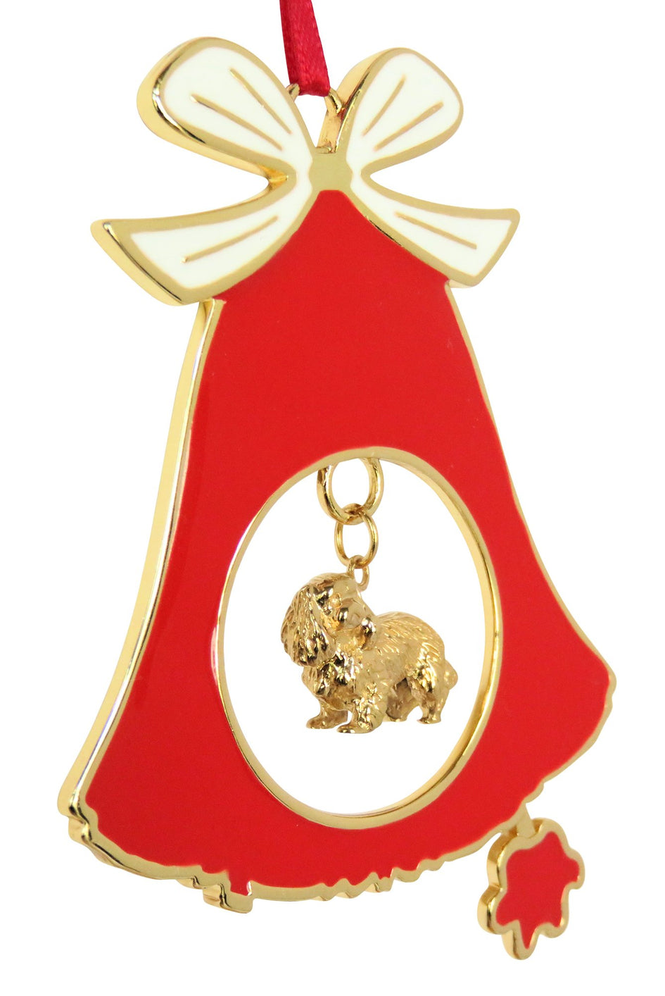 Cavalier King Charles Spaniel Gold Plated Holiday Bell Ornament