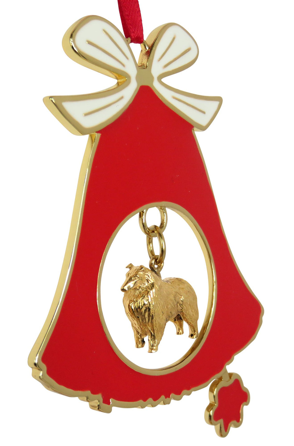 Collie Gold Plated Holiday Bell Ornament