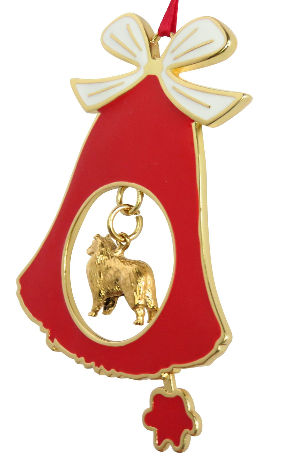 Collie Gold Plated Holiday Bell Ornament