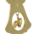Collie Gold Plated Holiday Bell Ornament