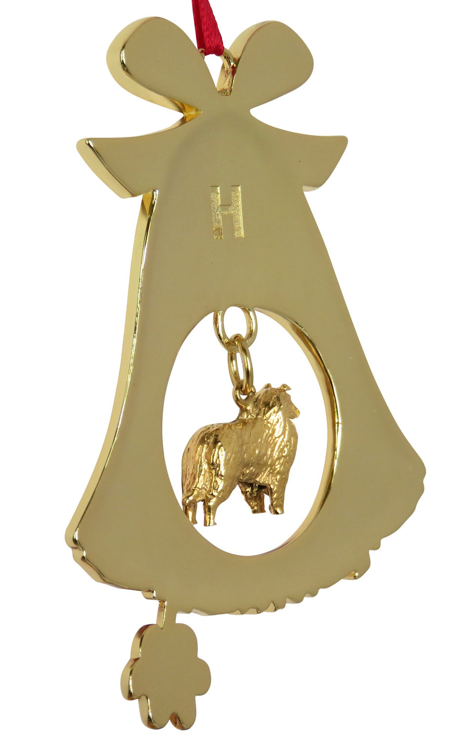 Collie Gold Plated Holiday Bell Ornament