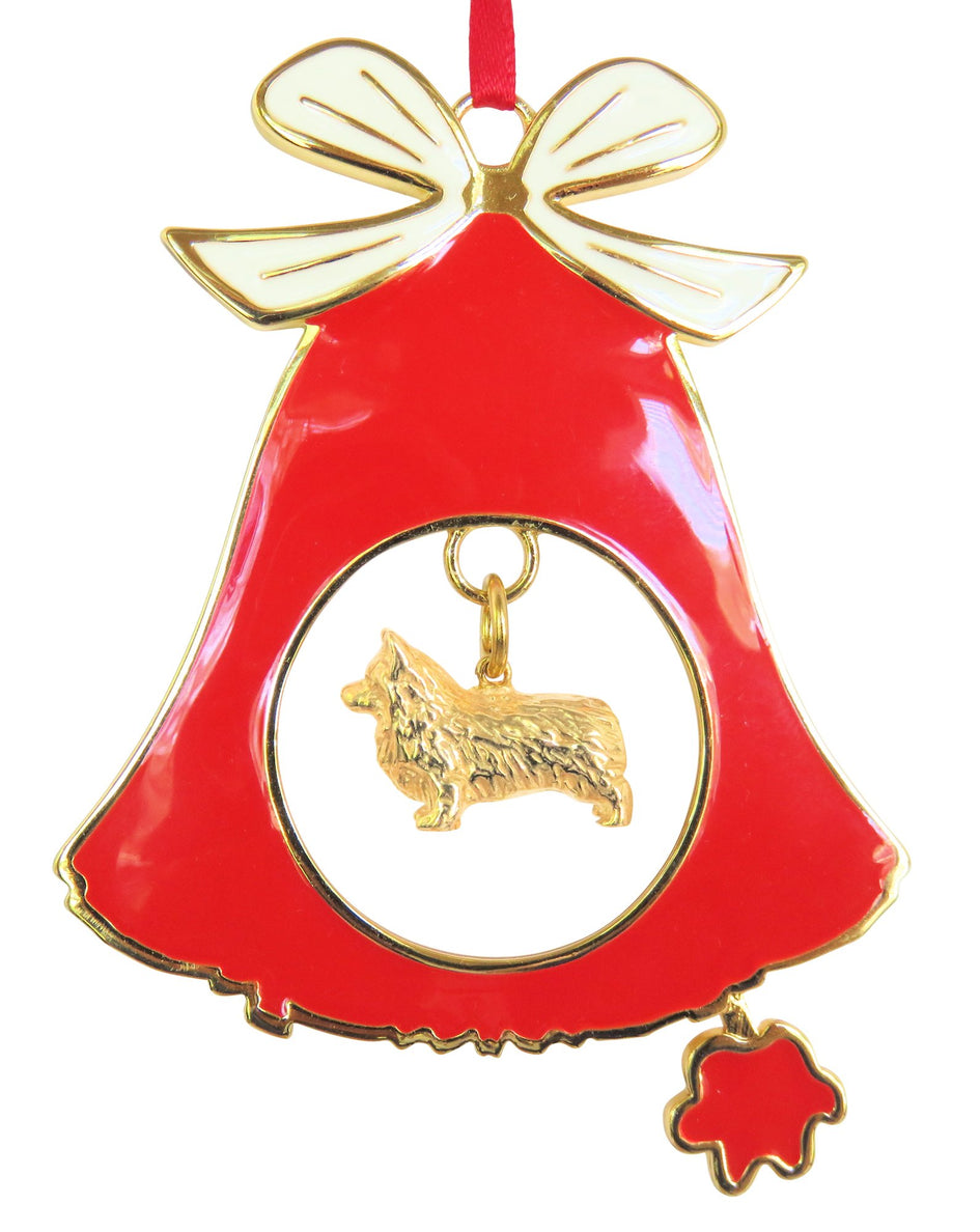 Pembroke Welsh Corgi Gold Plated Holiday Bell Ornament