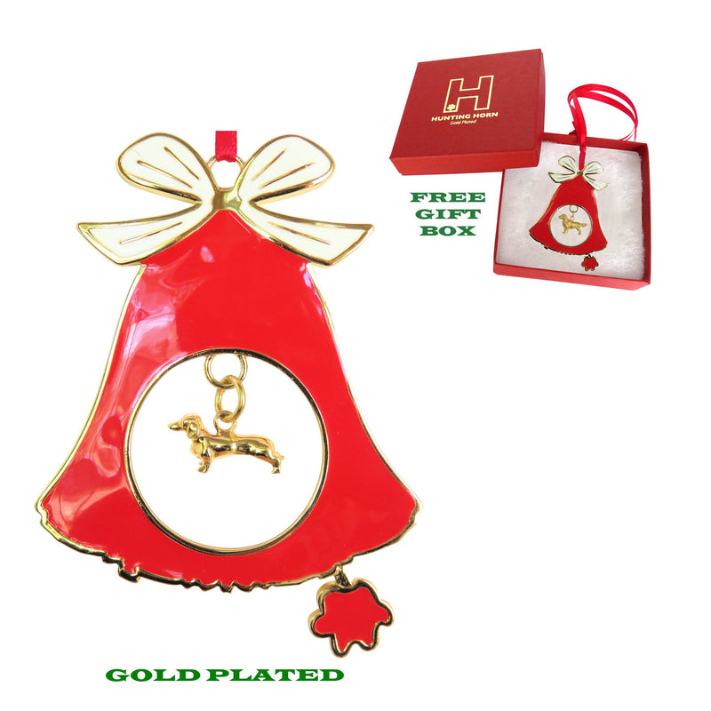 Dachshund Gold Plated Holiday Bell Ornament