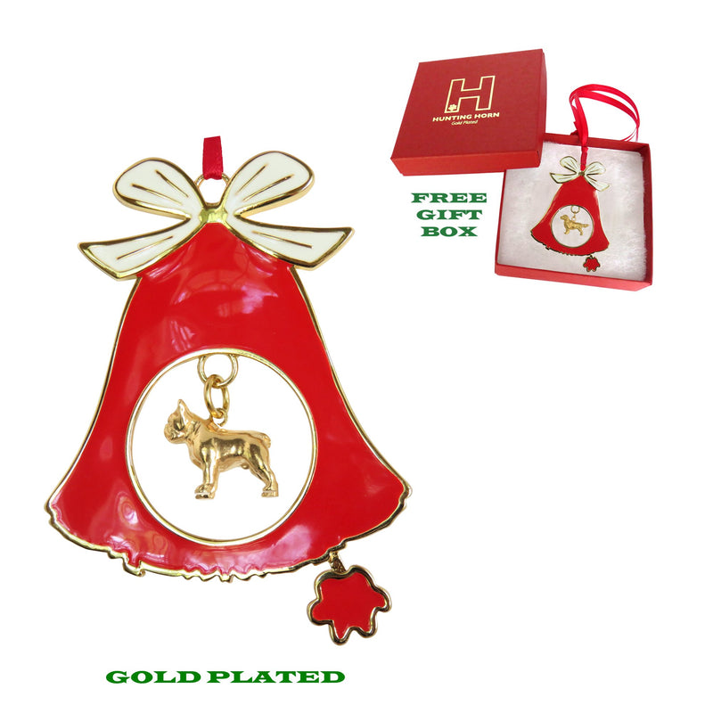 French Bulldog Gold Plated Holiday Bell Ornament