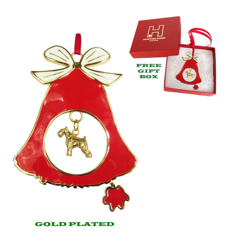 Miniature Schnauzer Gold Plated Holiday Bell Ornament