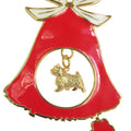 Norwich Terrier Gold Plated Holiday Bell Ornament