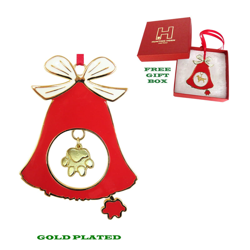 Dog Paw Gold Plated Holiday Bell Ornament