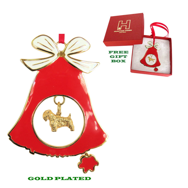 Sealyham Terrier Gold Plated Holiday Bell Ornament