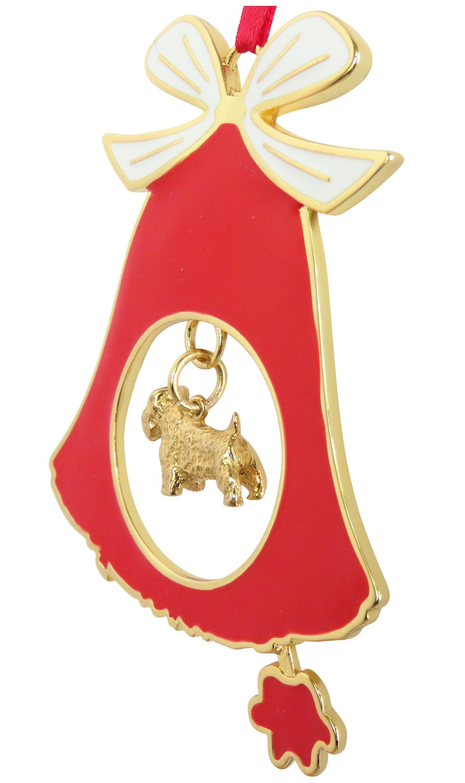 Sealyham Terrier Gold Plated Holiday Bell Ornament