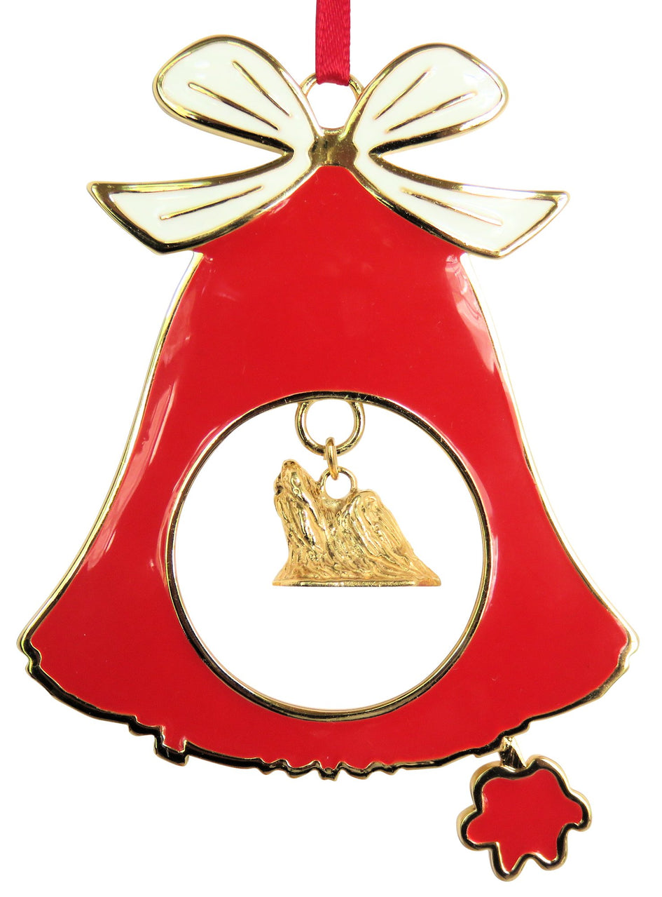 Shih Tzu Gold Plated Holiday Bell Ornament
