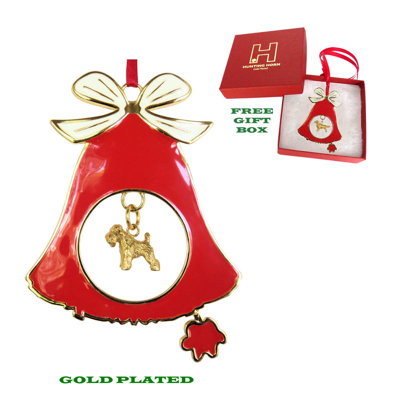 Soft Coated Wheaten Terrier Gold Plated Holiday Bell Ornament