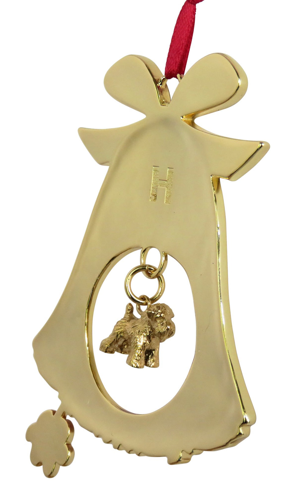 Soft Coated Wheaten Terrier Gold Plated Holiday Bell Ornament