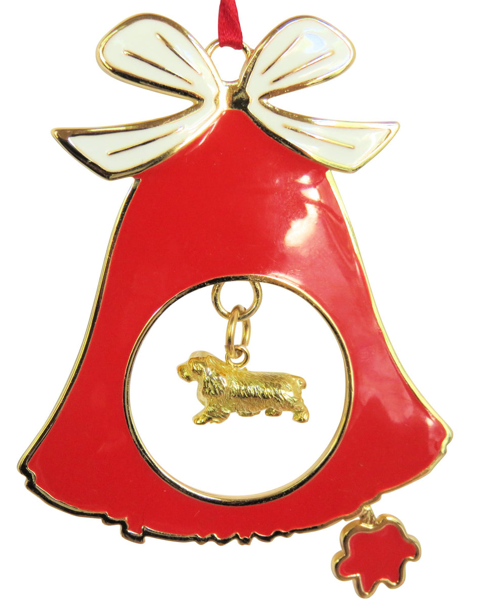 Sussex Spaniel Gold Plated Holiday Bell Ornament